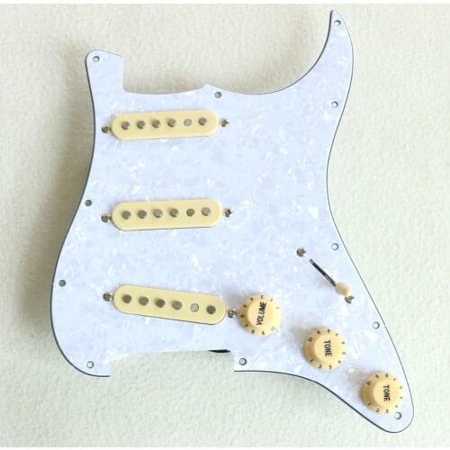 1 Set SSS loaded pearloid guitar pickguard with cream alnico 5 single guitar pickups for strat guitar building