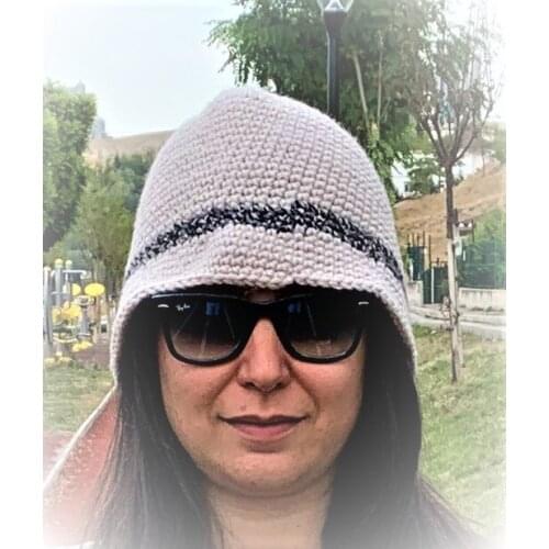 %100 Hand Made Woman Soft Hat %85 wool winter protect from cold unique light brown with light black fashion traditional unique