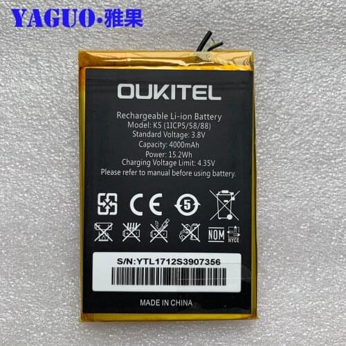 100% Original Full 4000mAh Battery Replacement High Quality Large Capacity Back Up Bateria For Oukitel K5 Smart Phone