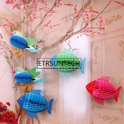 100pcs Fish And Bird Paper Hanging Lanterns For Garden Decorations Home Wedding Birthday Party Baby Shower Decoration Supplies