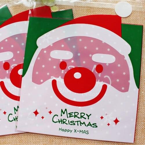 100PCS/Lot Food Packaging Bags Cookie Plastic Candy Cake Cookies Bags Christmas Gifts Bags 2020 Christmas Decorations For Home