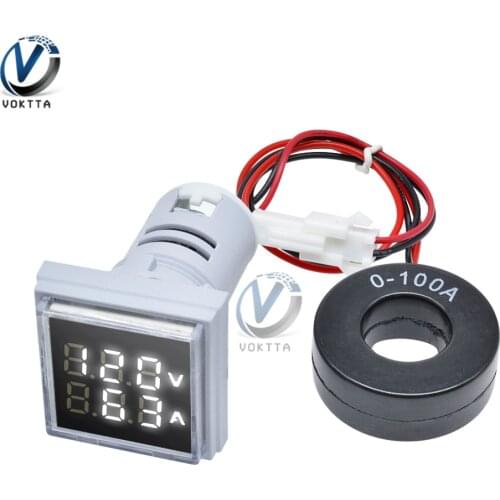 110V 220V AC 50-500V 0-100A Square LED Digital Voltmeter Ammeter Voltage Current Meter Voltammeter Car Volt Amp Tester Detector