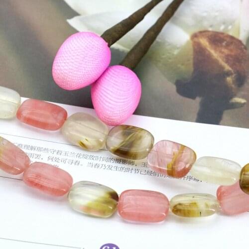 13x18mm rectangular shape Pink multicolor watermelon tourmaline loose beads 15inches 2 piece/lot DIY women jewelry making