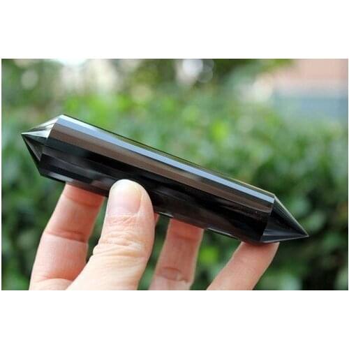24 sided NATURAL OBSIDIAN NATURAL Quartz CRYSTAL DT POINT 97g