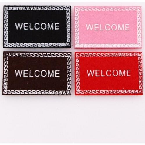 1:12 4pcs Miniature Dollhouse Welcome Blanket Rug Carpet Mat Floor Coverings Accessories Mini Simulation for DIY Decoration