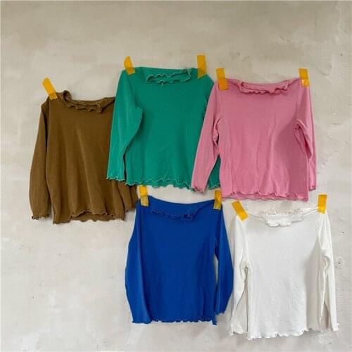 5 Colors Girls' Long-sleeved Half-high Collar Super Elastic Soft Waxy Bottoming Shirt Children Solid Color Bottoming Shirt