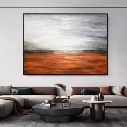 Abstract Hand Painted Oil Painting Decorative Painting Simple Nordic Model Room Decoration yellow black white Gray Painting