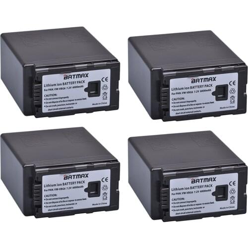 4Pcs 6000mAh VW-VBG6 VW VBG6 VWVBG6 Battery for Panasonic AG-AC7 ,AG-AC160A ,AG-AF100 ,AG-AC130,AG-HMC154ER, HMC154GK, AGHMC154P