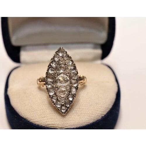 ANTIQUE ORIGINAL OTTOMAN 8K GOLD NATURAL ROSE CUT DIAMOND DECORATED RING