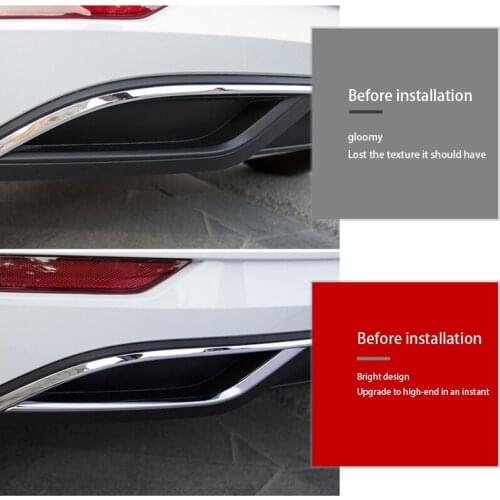 AU04 -2Pcs Car Rear Exhaust Muffler Stripe Cover Trim Fit for Golf 7 Mk7 2018 Accessories