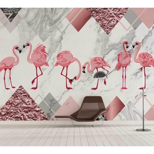 Beibehang Custom wallpaper fashion mural atmosphere personality flamingo stone pattern color carving series geometric background