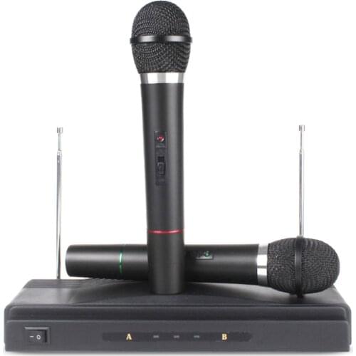 Wireless Karaoke Microphone System With Receiver + Dual Handheld Condenser Microphone for Home Party Stage