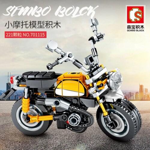 Sembo Blocks City High-Tech Technique MOC Mechanical Hurricane Locomotive Motorcycle Educational Vehicle Model Boy Birthday Toy