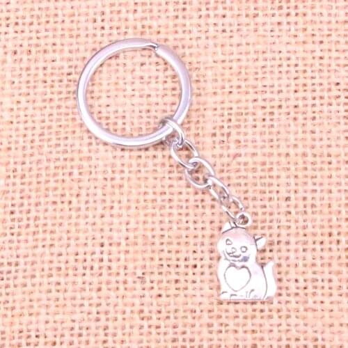 20pcs cat heart Keychain 21*14mm Pendants Car Key Chain Ring Holder Keyring Souvenir Jewelry Gift