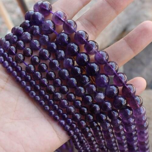 4-14mm AA Natural Genuine Dark Purple Amethysts Beads Round Loose DIY Beads For Jewelry Making Beads Accessories 15'' Women Gift