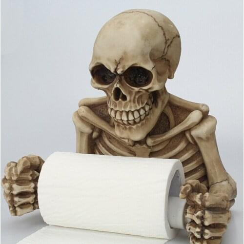 Skull Toilet Paper Roll Holder Wall Mount Dry Towel Bathroom Home Decor Hogard