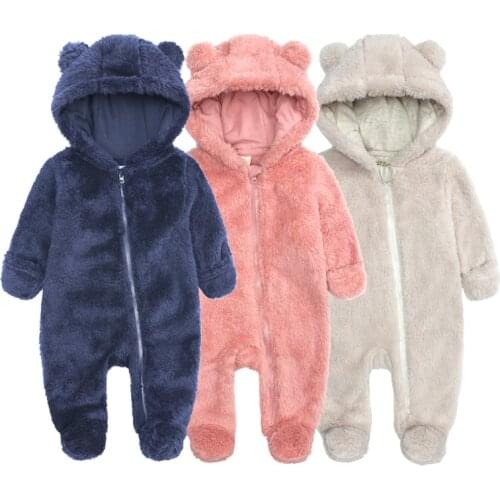 Winter Infant Keep Warm Romper Newborn Baby Boys Girls Cotton Long Sleeve Jumpsuit Toddler Thicker Plush Clothes
