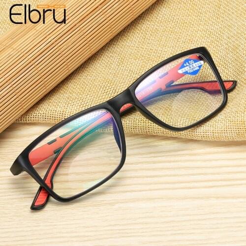 Elbru Anti Blue Light Reading Glasses Presbyopia Eyeglasses Square Frame Eyewear+1.0 +1.5 +2.0 +2.5 +3.0 +3.5 +4.0 For Men&Women