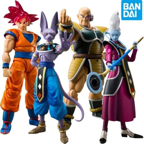 Bandai Original Anime Dragon Ball Z SHF Son Goku Nappa Whis Beerus Gods of Destruction Action Figures Collection Model Toys Gift