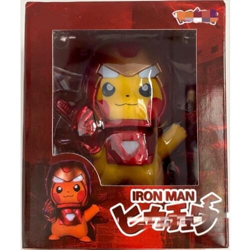 Pokemon Pikachu Ironman Anime Figures Marvel Model Cute Toys Pocket Monster Doll Action Figurals Decor Home Super Heroes Figma