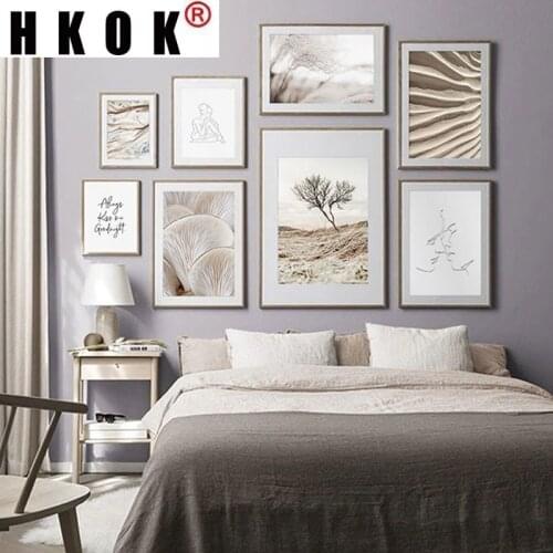 HKOK Scandinavian Poster Wall Art Canvas Print Nordic Nature Landscape Painting Abstract Line Drawing Picture Modern Home Decor