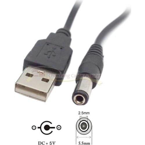 Chenyang Power Cable USB 2.0 to DC 5.5mm x 2.1mm 1.0M 2A Support 5V or 12V Charger Connector Cable for Table lamp Tablet MP3 MP4