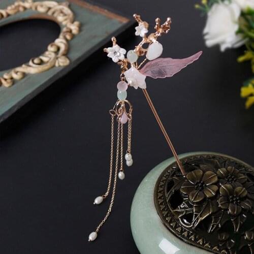 Antiquity Kanzashi Hair Stick Chinese Hairpin Tassel Step shake Headdress Hanfu Hair Accessories Wings Hair Ornaments Cosplay