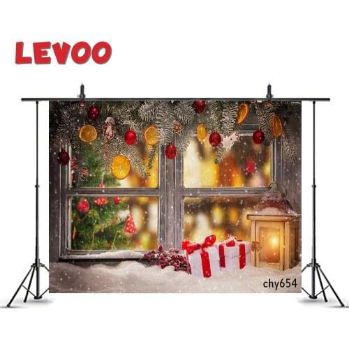 LEVOO Xmas Photo Background Window Snow Bokeh Christmas Tree Backdrop Photographic Printed Shoot Props Vinyl 7x5ft Photophone