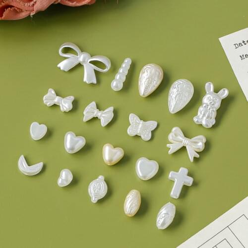 Cute Rabbit Bowknot Love All-match Acrylic Straight Hole Beads Loose Beads DIY Hand-made Earrings Beaded Material
