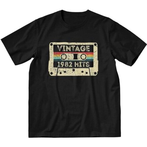 Male Vintage 1982 T-Shirt Fashion 38th Birthday Cassette Anniversary Tshirt Short Sleeve Unique T Shirt Homme Cotton Tee Gift