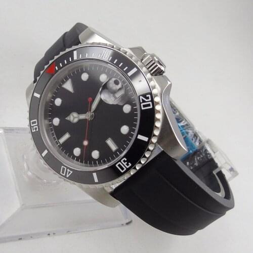 40mm Black Sterile Dial Sapphire Glass Date Bracelet Ceramic Bezel NH35A MIYOTA 8215 Automatic Movement Mens Watch