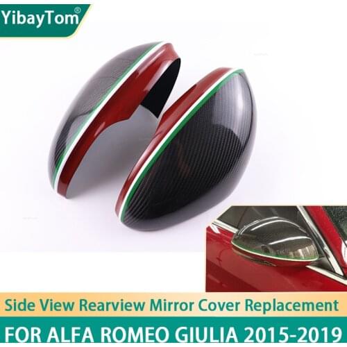 Genuine carbon fiber side mirror cover cap sticker For Alfa Romeo Giulia 2015 - 2019