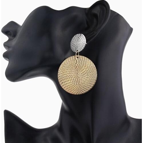 New Fashion Earring ZA gold earrings Artistic double circle Drop Earrings Stud for Women Star geometry Earing Wedding Jewelry