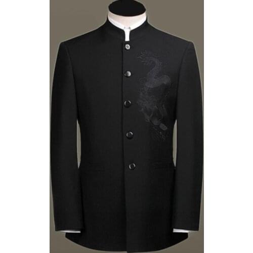 New Chinese Longhua National Collar Zhongshan Suit Men Marriage And Graduation Dresses Single Breasted Formal plus size S-4XL