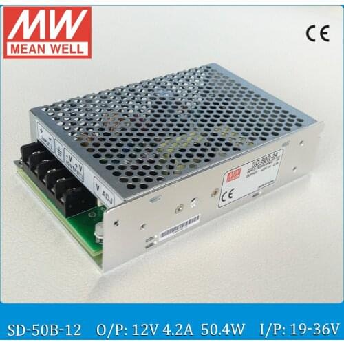 Original MEAN WELL converter SD-50B-12 Input 19~36VDC to Output 50W 4.2A 12VDC enclosed type converter