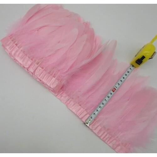 Pink Goose Feather Trims 10 Meter Dyed Real Geese Feather Fringes Ribbons for Dress Skirt Cloth Belt decorative Clothing