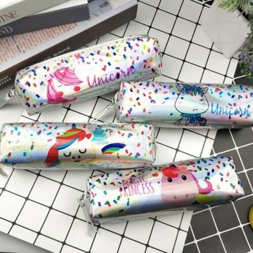1pcs Unicorn Pencil Bag Novelty Stationery Pencil Pouch Cartoon Pictures Kawaii Bag Student Gift Pen Case School Supplies
