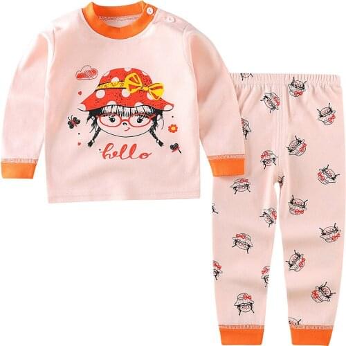 Girls Pajamas Set Full Sleeve Boys Cartoon Pyjamas Kids T-Shirt Tops Pants 2Pcs Suits Childrens Sleepwear Pijajamas Infantil
