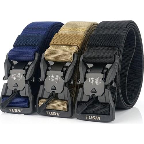 Elastic Tactical Belt Magnetic Quick Release Buckle Military Belt for Men Outdoor Sports Waistband for Hunting Army Training