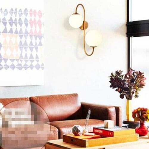 SGROW Creative Sconce Lighting European Round Glass Ball Lampshade Wall Lamp for Bedroom Stairs Living Room Lighting Fixtures