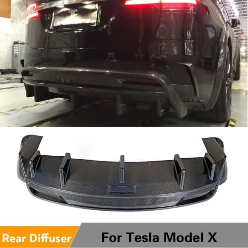 Rear Bumper Diffuser Spoiler Lip for Tesla Model X 2016 2017 2018 Carbon Fiber Rear Bumper Guard Diffuser Spoiler