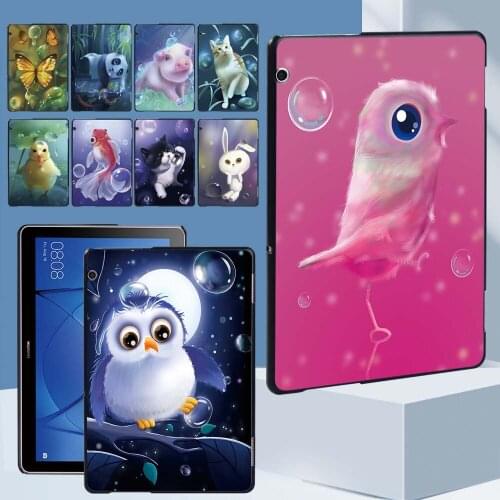 Tablet Hard Shell Cover Case for Huawei MediaPad T3 10 9.6" Cute Animal Pattern Durable Plastic Protective Shell+Free Stylus