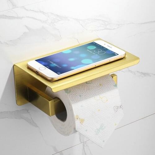 WZLY 304 Stainless Steel gold Toilet Paper Holder Durable Wall Mounted Roll Paper Organizer Towel Rack Bathroom Tissue Holder