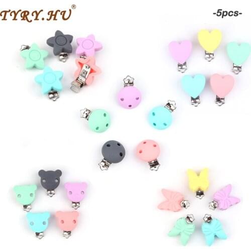TYRY.HU 5pc/lot Pacifier Clip Silicone teething Bead Accessories Clip Silicone Teether Baby teething Pacifier DIY Tooth Toy