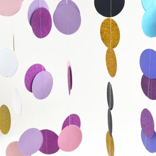 2M Circle Polka Dots Paper Garland Glitter Bunting Banner Pink White Gold Wedding Birthday Decoration ZA5822