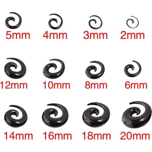 24pcs Body Piercing Jewelry Acrylic Spiral Taper Flesh Tunnel Ear Stretcher Plugs Expanders Black Drop Ship ear plugs