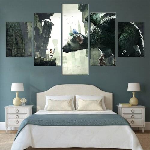 5 Panels HD Fantasy Art Cavnas Paintings The Last Guardian Video Games Art Wall Paintings Personality creative birthday gift
