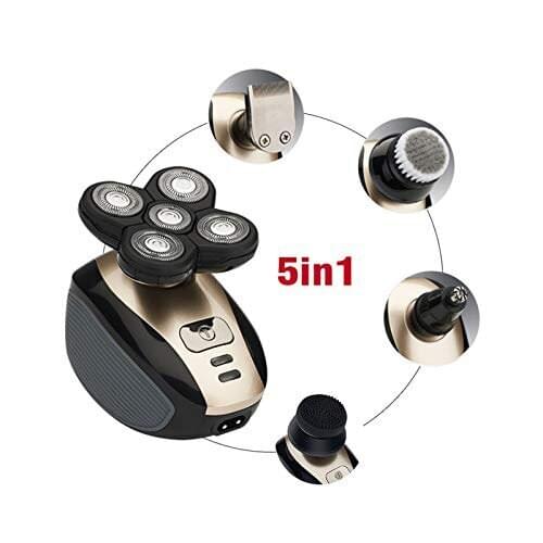 5 In 1 Bald Head Electric Shaver 5 Floating Heads Beard Nose Ear Hair Trimmer USB Rechargeable Facial Brush Razor