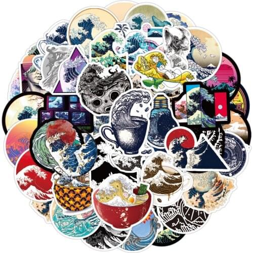 50pcs Summer Beach Waves Graffiti Scrapbook Sticker for Bike Motorcycle Laptop Helmet Car Waterproof Sticker crafts supplies