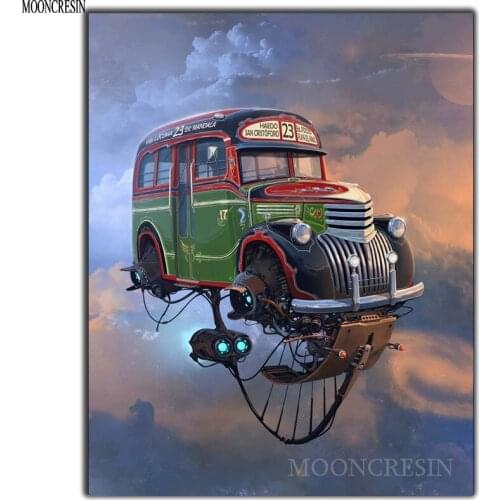 5D Diy Diamond Painting Cross Stitch Flying Car Needlework 3D Diamond Embroidery Full Round Mosaic Decoration Resin Sticker Kits